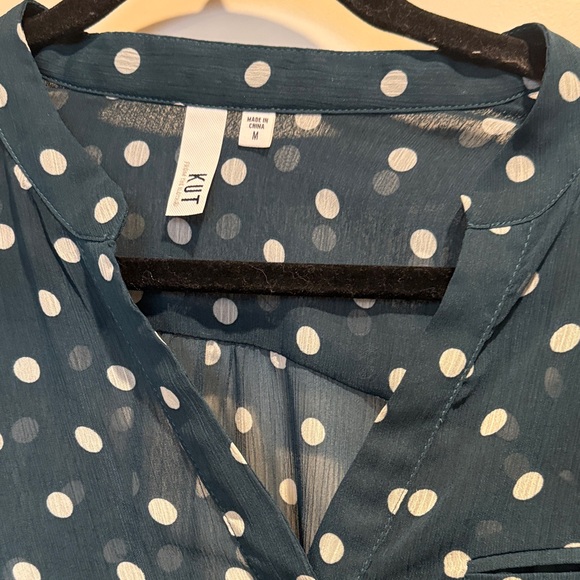 Kut from the Kloth Teal Polka Dot Blouse - Picture 4 of 4